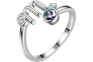 Aurora Tears 12 anelli regolabili Zodiac in argento Sterling 925 schegge Mystic Rainbow Topaz costellazione anello aperto oroscopo con zirconi gioielli regalo per donne e ragazze DR0087