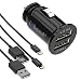 Produktbild iXboost iX-6 SET Speed Charge 4.8A Mini Dual USB Auto-Ladegerät Kfz Adapter Intelligent IC 2 Port Ladeadapter + 2x Lightning Ladekabel für z.B. iPhone 6 / iPhone 7 schwarz