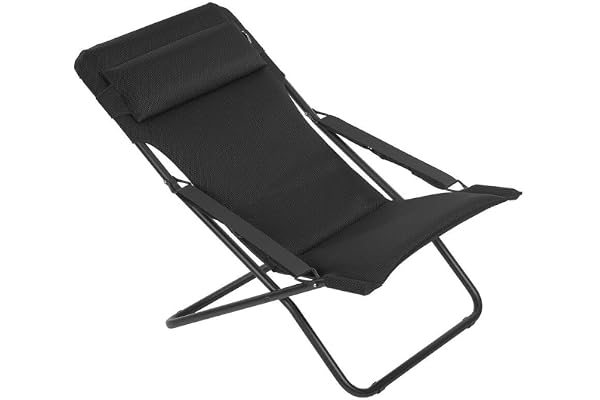 LAFUMA MOBILIER - Bain de Soleil Matelassé Pliant Multiposition TRANSABED -Toile AirComfort® Résistante -Chaise Longue Terrasse, Piscine et Jardin -3 Positions, Tout Confort, Fabriqué en France -ACIER