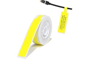NIIMBOT Etiquetas autoadhesivas para cables compatibles con NIIMBOT D11 D110 D101 H1S, etiqueta térmica 12.5 * 109mm, 65pcs por rollo, Amarillo