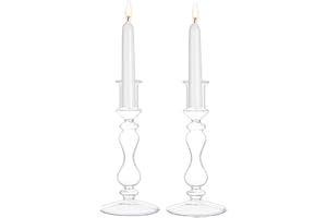 GLASSEAM Stożkowe świeczniki z przezroczystego szkła, świeczniki na Boże Narodzenie, Halloween, dekoracja stołu, dekoracja domu, na ślub, walentynki, przyjęcie, centralny element stołu, Ø 2,2 cm, 2 szt.