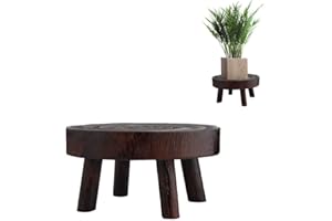 SANGDA Indoor Plant Stand, Wooden Flower Pot Stand Solid Wood Garden Plant Pot Riser Display Stands Round Planter Rack Flowerpot Holder for Indoor Outdoor Living Room Entryway