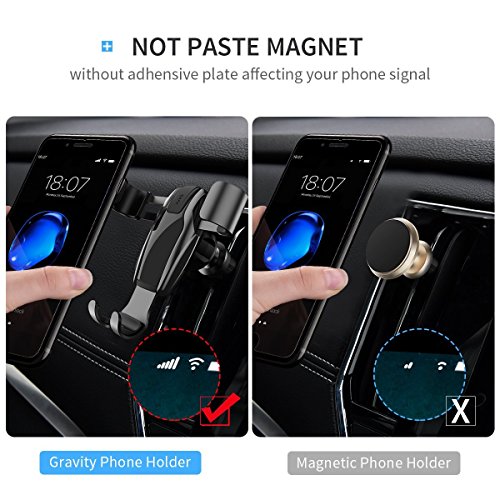 Supporto Auto Smartphone, Auto Porta Cellulare Telefono Supporto GravitÃ  Auto Universale [bocchetta dell'aria] per iPhone x, 8, 7, 6, Galaxy Note 8, S8, S7, S6, A7, A5, Sony, LG V30 U11 G6, HTC, moto g Z, OnePlus 5T e altri telefoni cellulari. (Nero)