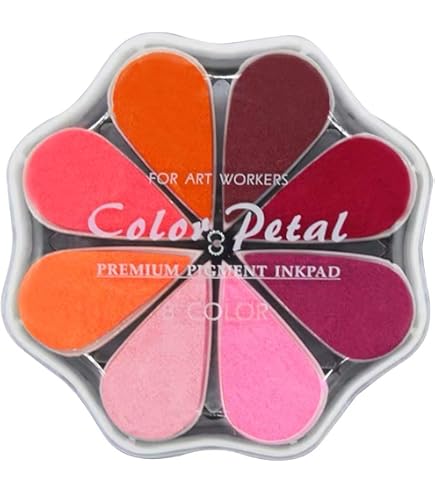 Tampons Encreurs Doigt Arc-en-Ciel - 8 Couleurs - Forme Pétale - Lavables