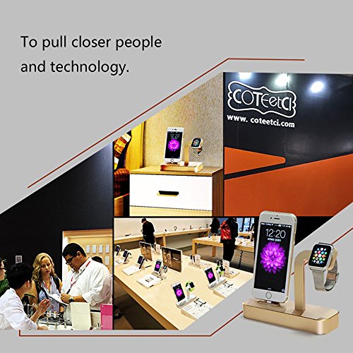 NIUTOP Apple Watch Stand, 2 in 1 Premium Aluminium Charging Dock Station Stand Halter für Apple iWatch & iPhone (iPhone 5/5 s/6/6 Plus, iWatch BASIC/SPORT/EDITION Modell) (A-Gold) - 7