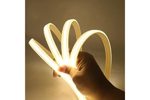 XUNATA Striscia LED COB Flessibile 220V, (Bianco Naturale, 2m), IP65 Impermeabile, Nastri LED ad Alta Luminosità da 576 LEDs con Cavo di Alimentazione