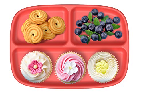 Preisvergleich Produktbild Baby-Teller, spülmaschinenfest, Silikon, unterteilter Teller mit starken Saugnäpfen, passt auf die meisten Hochstuhltabletts