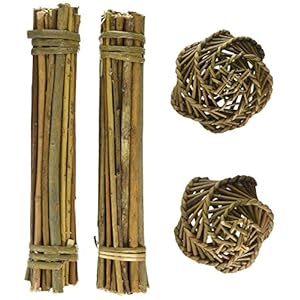 happypet Nature First Willow Value Pack – 2 fardos de palitos y 2 Pelotas de Sauce para roer, Aptos para Animales pequeños