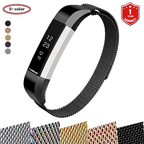 FunBand for Fitbit Alta HR and Alta Strap Mental Bands,Milanese Stainless Steel Adjustable Replacement Accessory Bracelet Straps (Large Size) for Fitbit Alta and Fitbit Alta HR (1-Pack Black)