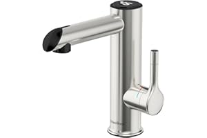 BRIWELLNA Stainless Steel Electric Tap, 220V Boiling Water Tap, Instant Hot Water Tap for Bathroom, Electric Tap with Digital Display, Tankless Water Heater (Silver)