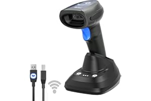 LENVII Bluetooth Lecteur Code Barre sans Fil 1D QR 2D scanner Code Barre 3 en 1 Bluetooth/Wired/sans Fil Barcode scanner avec Base de Charge Intelligente pour Prend en Charge iOS et Android