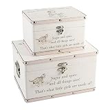 SET OF 2 STORAGE CASE GIRLS BABY KEEPSAKE CHRISTENING GIFT TRUNK CHEST MEMORIES
