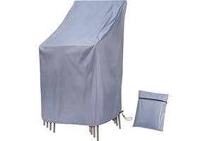 Ricyea Gartenstühle Abdeckung Wasserdicht, Winddicht, Anti-UV Gartenstuhl Schutzhülle aus Oxford, Abdeckhaube für Stapelstühle Gartenstuhl Hochlehner, 64x64x70/120cm (Grau)