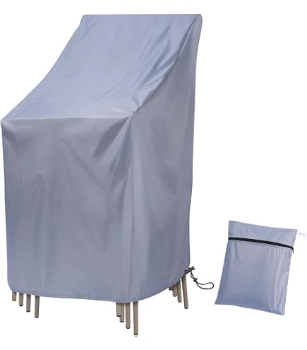 Housses De Protection Pour Chaises De Jardin - Lot De 2 - Tissu Oxford 210D Imperméable - 64x64x120 Cm - Avec Cordon De Serrage - 4