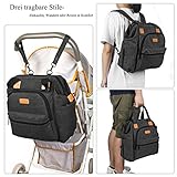 BRINCH Baby Wickeltasche mit wasserdichter Wickelunterlage, Mehrzweck Reise Wickelrucksack Baby Wickelhenkeltasche einschließlich Isolierte Beutel, Baby Windel Tagetasche inklusive Kinderwagenbefestigungen - 6