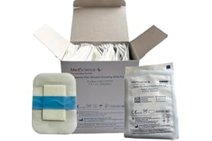 BOPPON Sterile Adhesive Film Dressing with Absorbent Pad, 5 x 7 cm - Vapour-Permeable, Waterproof (Pack of 50)