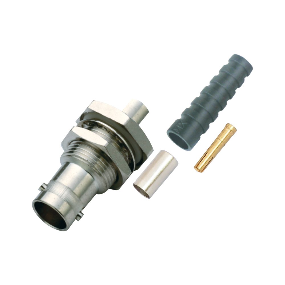 MX HD-SDI BNC Female Bulkhead Connector for RG-59 Cable -Crimping Type with Protective Boot