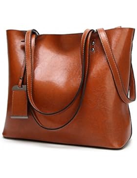 Womens Soft Leder Handtaschen grosser Kapazität Retro Vintage Top-Griff lässige Shopper Umhängetaschen