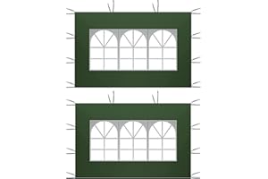 CICIXIXI Seitenteile für Pavillon mit PVC Fenster Grün, 2PACK 2 x 3M Wasserdicht, Seitenteil Garten Partyzelt UV Schutz 210D Seitlicher Ersatz für Wasserdicht Garten-Pavillon, Outdoor, Party
