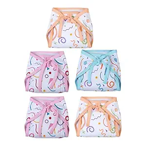 Superminis Baby Boy and Baby Girl Printed Cotton Cushioned Nappies Combo (0-6 Months, Random Print)