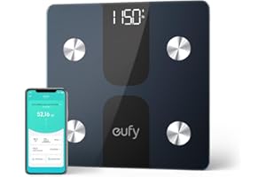 eufy C1 Pèse personne électronique by Anker – Balance digitale avec Bluetooth, affichage LED, 12 mesures (poids/IMC/masse grasse/etc.) avec appli Android/iOS