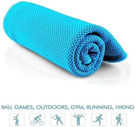 Toocoo Face Iced Cool Towel Soft Fast Drying Sweat Towel Cooling Breathable Nature Scarf Sweat Towel,Stay Icy for Yoga Golf Zumba Gym Travel Camping Hiking 100*30CM (Blue)