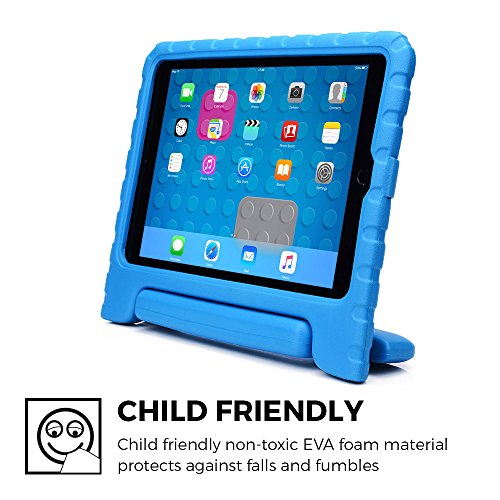 iPad Air 2 hülle fur kinder, COOPER DYNAMO Beanspruchbare, strapazeirfähige, robuste, gepolsterte Hartschalenhülle mit integriertem Griff, Standfunktion & durchsichtigem Displaysschutz (Blau) - 3