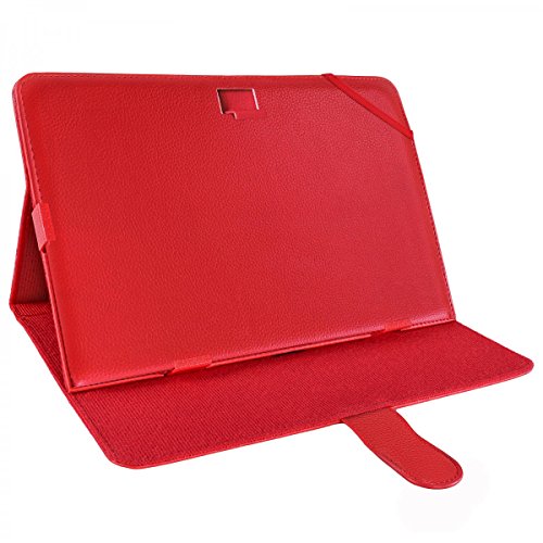 eFabrik Universal Tablet Tasche für 10 – 10.1 Zoll Tablet Hülle Schutztasche Schutzhülle Cover Case mit Aufstellfunktion Leder-Optik rot - 5