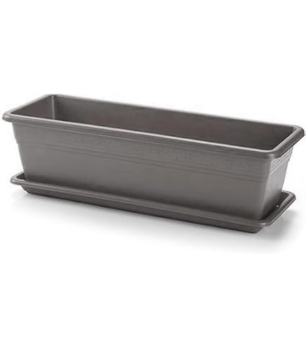VASO fioriera CASSETTA da BALCONE Roxanne con sottovaso 50cm Veca colore TERRA LAGUNA verde FOTO REALE | Leroy Merlin
