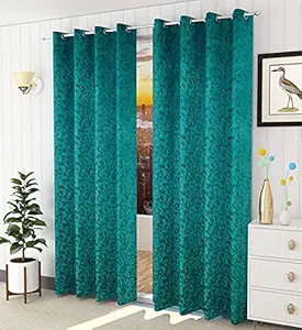 JB HOME Heavy Velvet Curtain Drapes for Door - Room Darkening Panels for Home & Office 7Ft - Abstract Curtains for Kids Bedroom Living Room Hall , 4 x 7 Feet, Set of 2 Pcs, Aqua