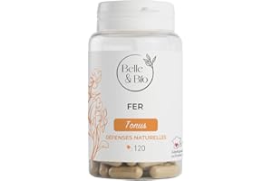 BELLE & BIO TONUS & ANTI-FATIGUE - Fer - 120 gélules - Cure 1 mois - Complément Alimentaire BELLE&BIO - Fabriqué en France