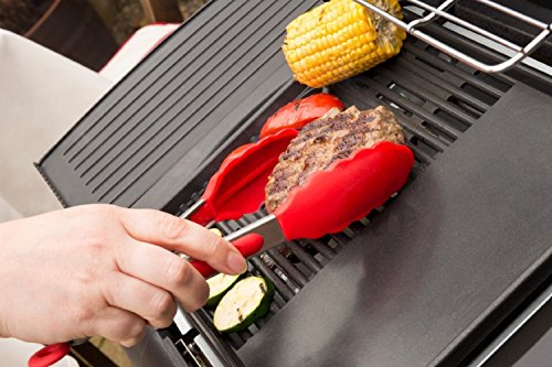 Bekith grillzangen Grillzange Edelstahl Hitzebeständige Küche Gourmetzange aus 100% Lebensmittelqualität Silikon - 2