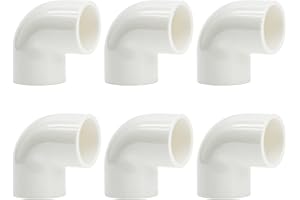 STIGREUN 20mm White PVC Elbow 6-Pack, 90 Degree Electrical Conduit & Plumbing Fitting, Flexible Pipe Connector for Water, Irrigation, DIY Projects