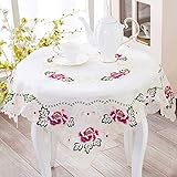 Material: tela KISlink Manteles Bordados Manteles Ropa de Tela Cubierta de café Sillas Respaldo Conjunto geometría patrón Planta Flores Elegante Distinguido Alta Gama Hogar y Cocina (Tamaño: 122 * 172 cm)
