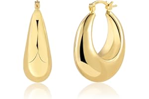 BOUTIQUELOVIN ALEXCRAFT Boucles d'oreilles Créoles Épaisses 14K Or Argent 925 Plaqué Chunky Creoles Cadeau Bijoux Femme