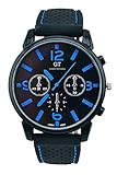 Reloj de hombre - GT Reloj de pulsera de acero inoxidable de banda de silicona de hombre Numero azul