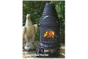 CASTMASTER MEXICAN STYLE CAST IRON WOOD FIRED CHIMINEA CHIMENEA PIZZA OVEN - ROUND