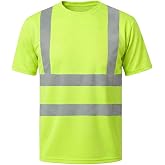 HYCOPROT High Visibility T-Shirt Reflective Safety Vest Short Sleeve Shirt Lightweight Breathable Workwear Short Sleeve Shirt