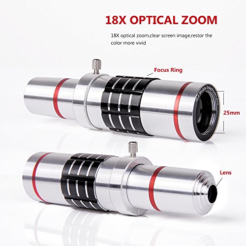 Teleobjektiv Handy 18X universal Smartphone Tele Linse Kamera ZubehÃ¶r HD optischer Zoom Lens Aufsatz Set mit Zeiss fÃ¼r iPhone 8 plus 7 plus /6s plus / 6 plus/ 8 / 7 / 6S / 6 /5 /5s