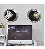 Wandtattoo / Sticker – Bullauge – Fenster im Raumschiff und im Schiff – Unterwasser Fisch Weltraum Astronaut Raumfahrt – Wandsticker Aufkleber Flugzeug Wandaufkleber Badezimmer Planet - 2