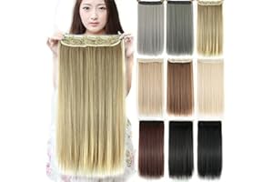 IMISSU Capelli Lunghi Naturali Spessi Dritti Clip in Estensioni Dei Capelli Sintetici Posticci per Donne (Sporca bionda,28 Inch)