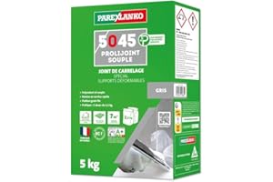 PAREXLANKO - Joint de carrelage souple - 5045 PROLIJOINT SOUPLE - Joint de 2 à 12 mm - Hydrofugé - Pour supports déformables (planchers chauffants, terrasses, façades) - Gris - 5kg