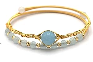 Miracles Minéraux Bracelet Artisanal Plaqué Or, Perles Naturelles, Taille Réglable| énergie spirituel | chakras bienêtre