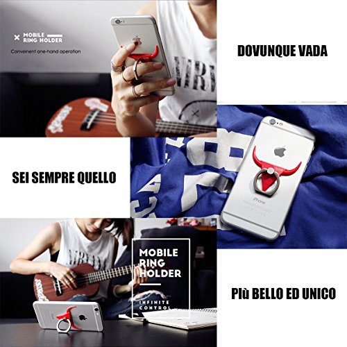 Finger Grip Anello, LEMONDA universale Smartphone Anello Grip stand Supporti da auto per Iphone, Ipad, Samsung, HTC, Nokia, Tablet, Design testa di toro, Stile punk, Super cool, Anello della presa / Supporto del Basamento / Kickstand per il iPhone 7/7 Plus/6S/6S Plus, Galaxy S8/S8 Plus/S7/S7 Edge/S6, Galaxy Note 5/4, Huawei P10/P10 Plus/P9/P8, Googld Pixel, HTC, Nexus 5X / 6P, LG G5 ed altri Smartphone, Verde