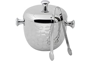 EDZARD Cubitera Rico, con tapa y pinzas para hielo, acero inoxidable pulido a espejo, altura 18 cm, capacidad 1,5 litros