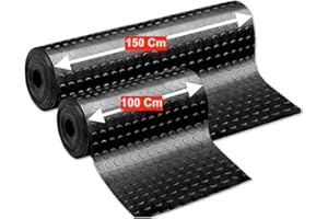 GENERIC TAPPETO GOMMA NERO 100/150cm IN PVC COPERTURA PAVIMENTO LARGO 100/150cm BOLLO BULLONATO (Metri 1,5x1)