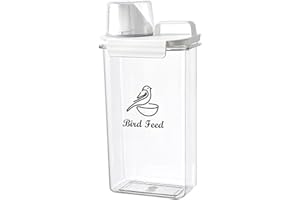 CTomche Bird Seed Storage Container with Measuring Cup and Pour Spout, Airtight Plastic Food Storage Container, BPA Free, 2.5L