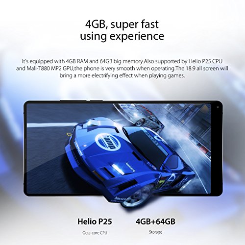Smartphone Ohne Vertrag,Vernee Mix 2 4G LTE Android 7.0, 6.0 zoll 18:9 FHD+ Bildschirm, 4GB RAM 64GB ROM Octa Core, Dual Sim Handy mit Dual Hintere Kameras,4200mAh Batterie,Fingerabdruck (Schwarz)