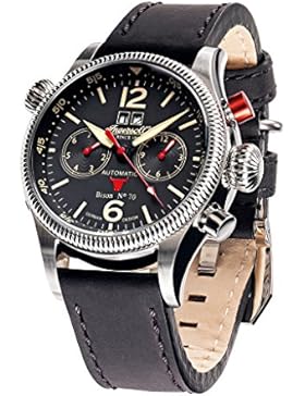 INGERSOLL - Herren-Automatikuhr aus Edelstahl Leder schwarz - Bison No.70 IN3225BK