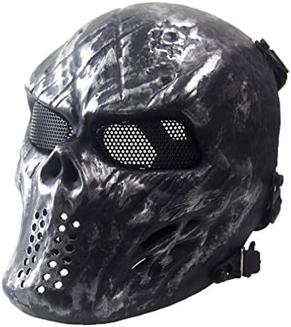 Antique Future Gear Skull Skeleton Full Face Protective Mask Gear for Airsoft or BB Gun or CS Games (Silver)